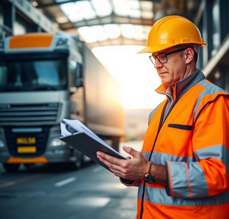 UK manufacturing logistics manager reviewing distribution cost analysis report at factory loading bay for ASB Logistics industry insights